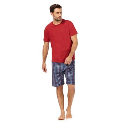 Big and tall red checked print pyjama set